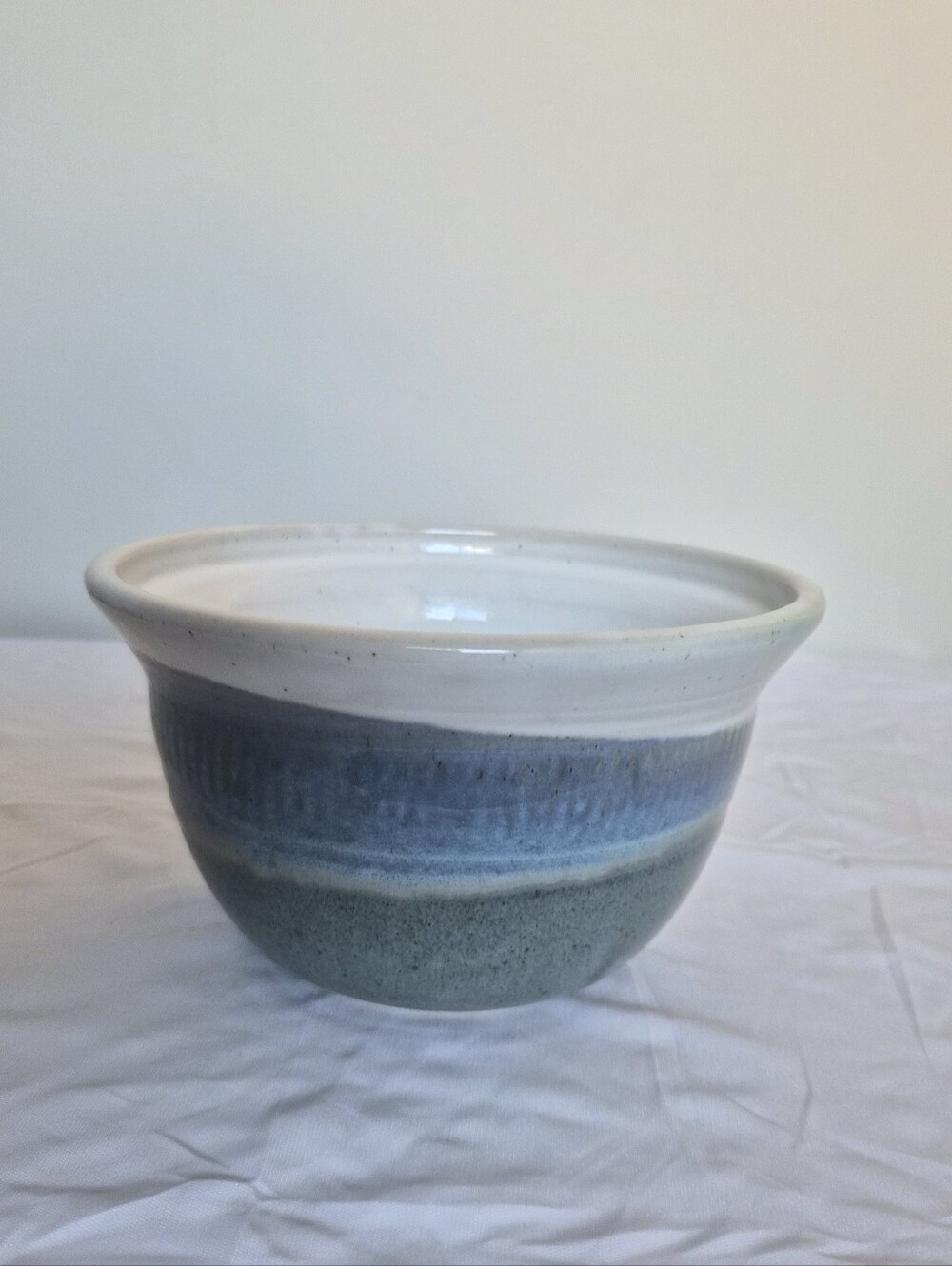 Handcrafted Ceramic Decorative Bowl in White and Blue-Green
